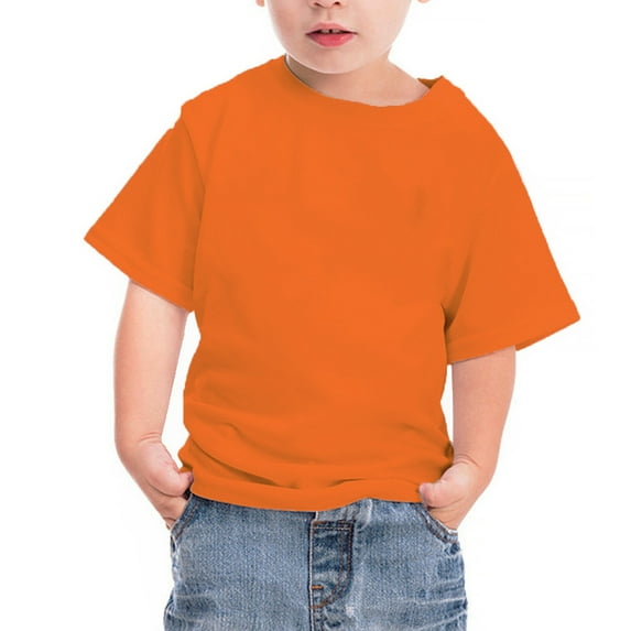 Jalioing Tops for Toddler Short Sleeved Solid Color Casual Round Neck Loose Basic Kids T-Shirt (3-4 Years, Orange)