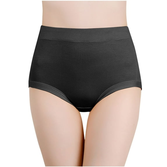 Jalioing Underwear Panties for Women Stretch High Waist Satin Panty Solid Color Ultra-Thin Traceless Briefs (3X-Large, Black)