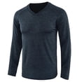 thumbnail image 1 of Jalioing V Neck Athletic T Shirt for Men Casual Basic Long Sleeve Solid Workout Shirts Loose Sport Pullover Tee, 1 of 8