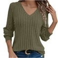 thumbnail image 1 of Jalioing V Neck Dressy Tops for Women Long Sleeve Solid Ribbed Shirts Business Casual Blouses Clothes, 1 of 8