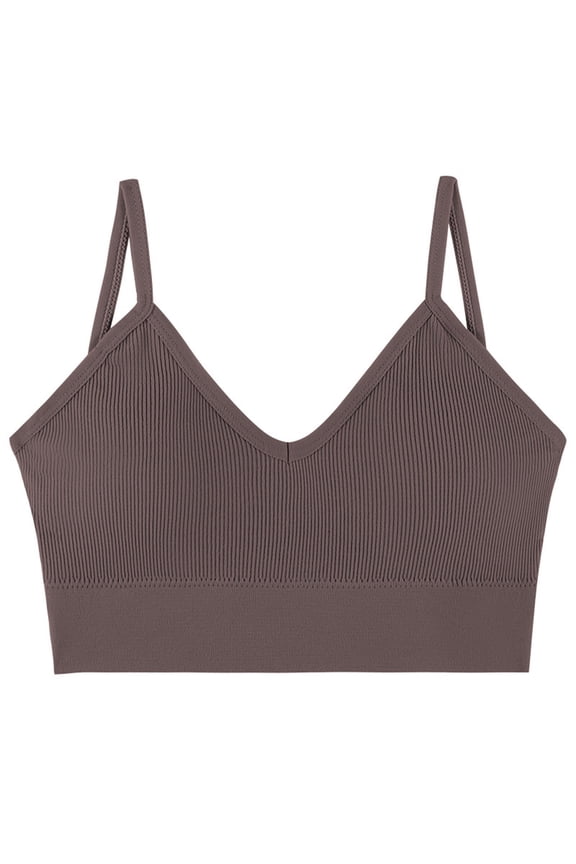 V Neck Sport Bras for Women Wireless Push Up Medium Impact Bralettes Breathable Comfortable Bras