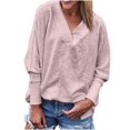 thumbnail image 1 of Jalioing V Neck Sweatshirt for Women Trendy Loose Solid Long Sleeve Pullover Shirt Spring Fall Fashion Tops, 1 of 9