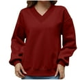 thumbnail image 1 of Jalioing V Neck Sweatshirts for Women Loose Basic Long Sleeve Pullover Tops Solid Color Fall Winter Casual Shirts, 1 of 8