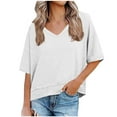 thumbnail image 1 of Jalioing V Neck T Shirt Women's Short Sleeve Dropped Shoulder Fashion Tops Casual Loose Summer Trendy Tees, 1 of 6