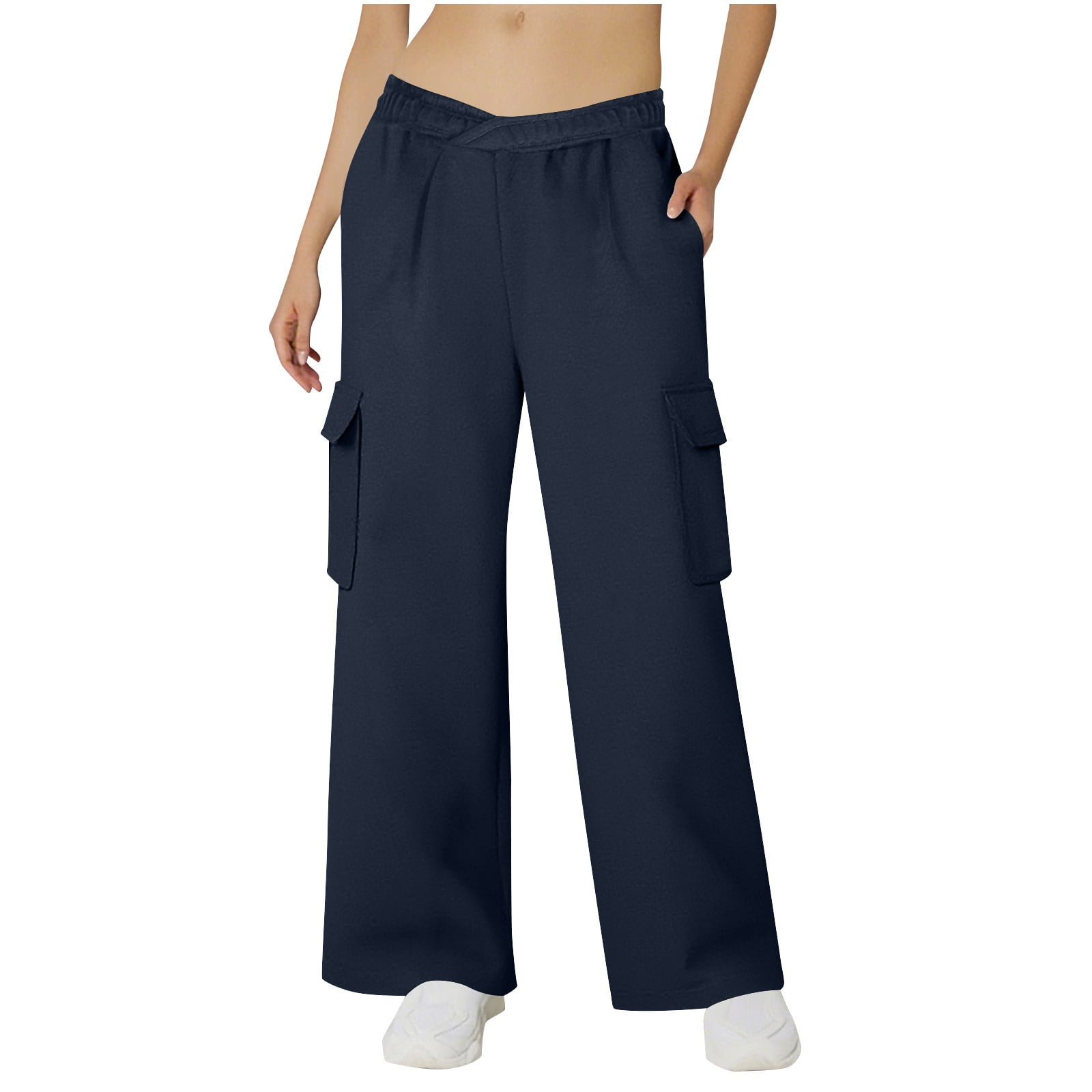 【10月24日迄】lig. wide cargo pant Blue Jalioing Wide Leg High Waist Cargo Pants for Women Solid Casual