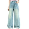 thumbnail image 1 of Jalioing Wide Leg Jeans for Big Girls Stretch Waist Straight Pants with Pockets Fashion Baggy Denim Jeans, 1 of 4