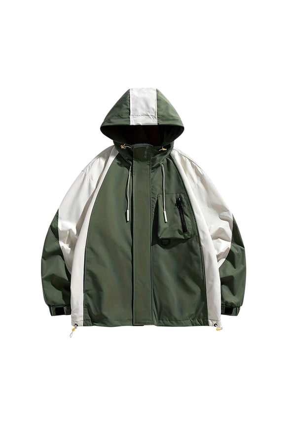Windbreaker Hoodies for Men Hooded Zipper Jacket Windproof Long Sleeved Going out Outwear (XX-Large, Army Green)