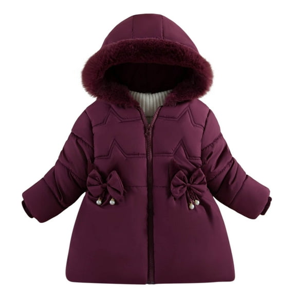 Jalioing Winter Hooded Down Jacket for Infant Baby Girls Thick Warm Windproof Long Down Coat Fashion Outerwear