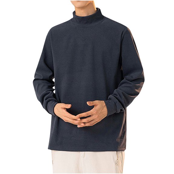 Jalioing Winter Shirts for Men Casual Warm Long Sleeve Mock Neck Pullover Tee Thermal Solid Basic T Shirt