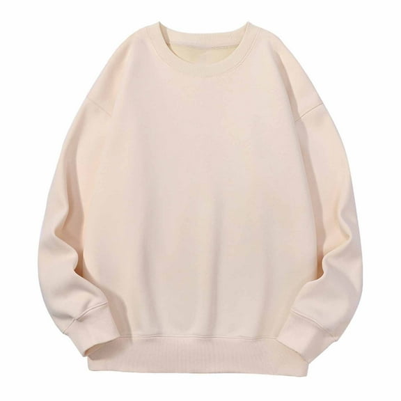 Jalioing Winter Sweatshirts for Women Fleece Lined Crew Neck Long Sleeve Basic Shirts Warm Casual Pullover Tops