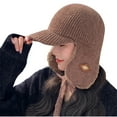 thumbnail image 1 of Jalioing Winter Thermal Hat for Women Fleece Lined Knitted Trapper Hat with Brim Windproof Ear Warmer Hat, 1 of 5
