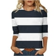 thumbnail image 1 of Jalioing Women's 3/4 Sleeve Striped Tops Fashion Casual Crew Neck Shirts Trendy Basic Pullover Tees Clothes, 1 of 5