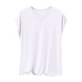 thumbnail image 1 of Jalioing Women's Basic Sleep Shirt Cap Sleeve Round Neck Pajama Tops Solid Color Soft Cozy Undershirt Tops, 1 of 3