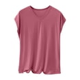 thumbnail image 1 of Jalioing Women's Basic Sleep Shirt Cap Sleeve Round Neck Pajama Tops Solid Color Soft Cozy Undershirt Tops, 1 of 3