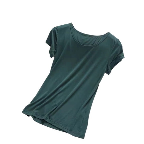Jalioing Women's Basic T Shirt Soft Loose Short Sleeve Crew Neck Sleep Shirt Solid Color Comfy Pajama Tees Tops