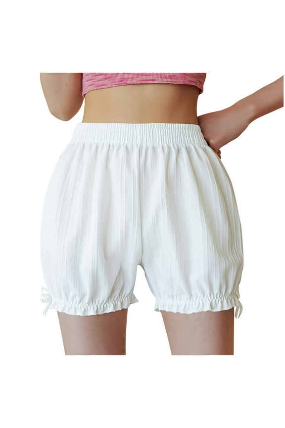 Women's Bloomers Ruched Breathable Elastic Cuff Shorts Ladies Plus Size Summer Loose Pattipants M-4XL