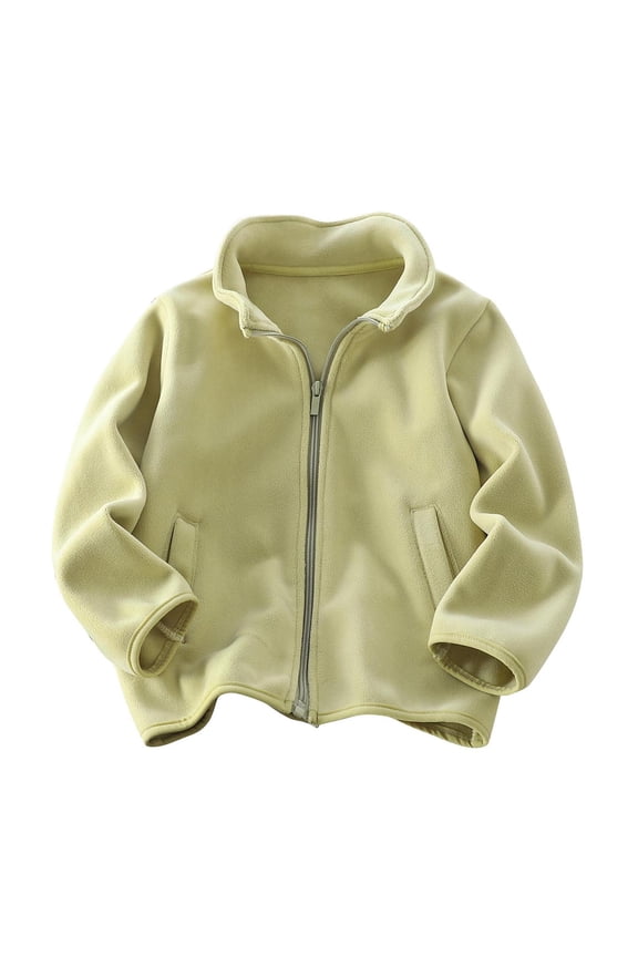 Kids Zip Up Jacket Sherpa Fleece Long Sleeve Mock Neck Coat with Pocket Boys Girls Lightweight Jacket Outerwear