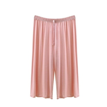 Jalioing Women's Capri Pajama Pants Loose Wide Leg Elastic Waist Sleep Bottoms Summer Comfy Basic Sleepwear