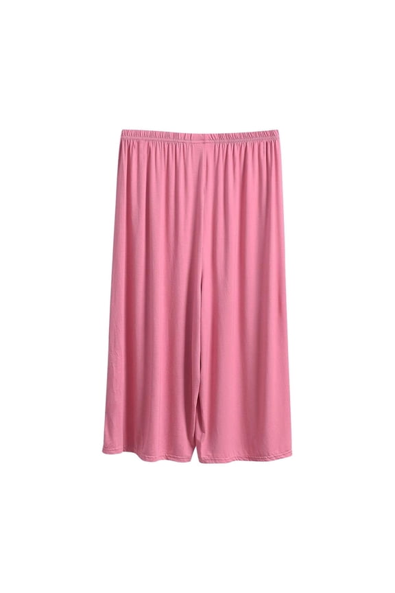 Women's Capri Pajama Pants Loose Wide Leg Elastic Waist Sleep Bottoms Summer Comfy Basic Sleepwear