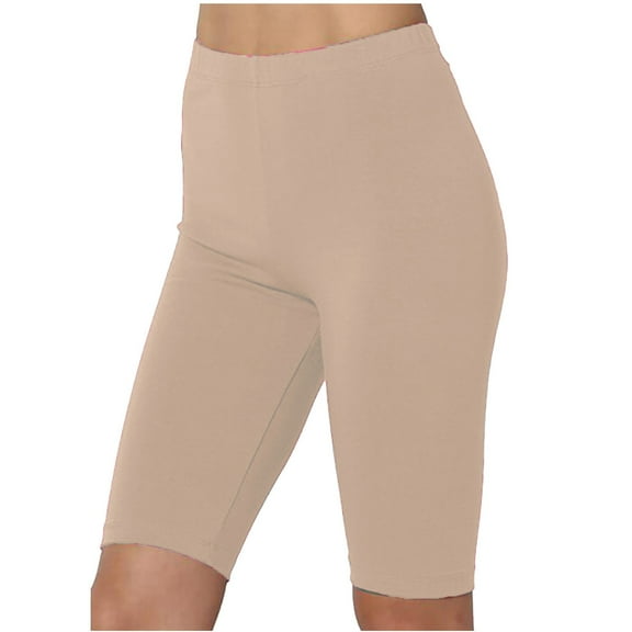 Jalioing Women's Capri Tight Pant Stretch Yoga Leggings Solid Color Calf-Length Sport Slim Trouser (XX-Large, Beige)
