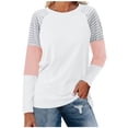 thumbnail image 1 of Jalioing Women's Casual Pullover Tee Color Block Long Sleeve Dropped Shoulder Shirts Classic Crew Neck Tops, 1 of 7