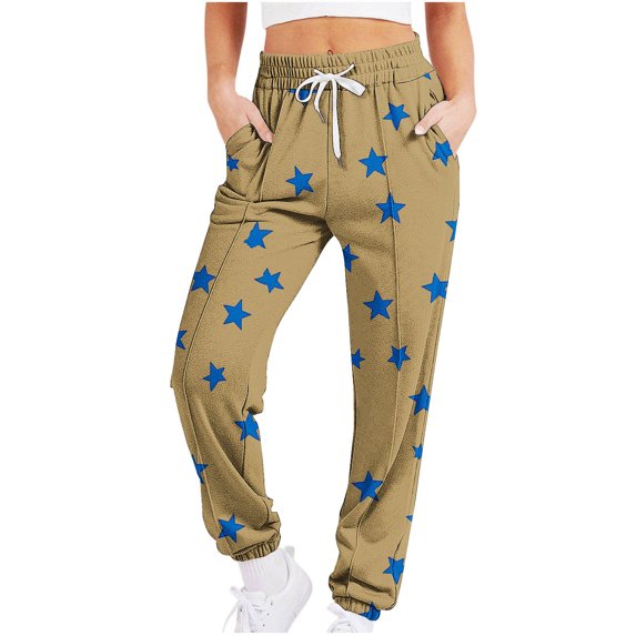 Jalioing Women's Casual Sweatpants with Pockets Stretch Waist Drawstring Workout Pants Trendy Running Trousers