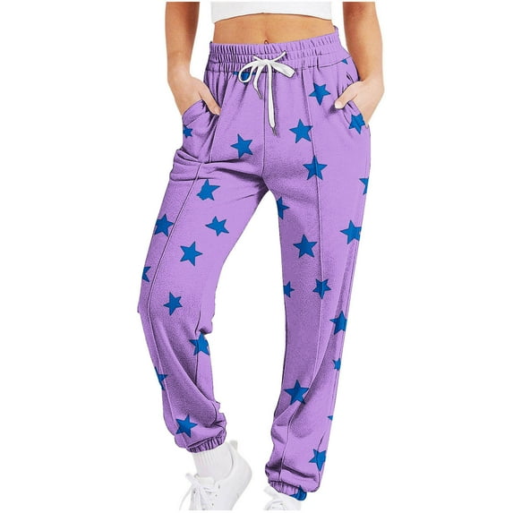 Jalioing Women's Casual Sweatpants with Pockets Stretch Waist Drawstring Workout Pants Trendy Running Trousers