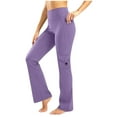 thumbnail image 1 of Jalioing Women's High Waist Yoga Pants with Pocket Flare Leg Slim Stretchy Solid Workout Pants Leggings, 1 of 6