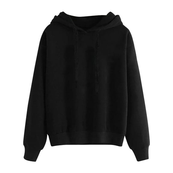 Jalioing Women's Hooded Sweatshirts Casual Long Sleeve Drawstring Hoodies Solid Color Basic Pullover Shirts
