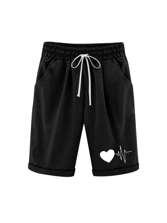 Women's Knee Length Shorts Cotton Linen Half Trouser Summer Plus Size Casual Straight Short Pant