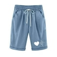 thumbnail image 1 of Jalioing Women's Knee Length Shorts Cotton Linen Half Trouser Summer Plus Size Casual Straight Short Pant (Small, Light Blue), 1 of 6