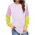 thumbnail image 1 of Jalioing Women's Long Sleeve T Shirt Fashion Color Block Crew Neck Pullover Tee Casual Loose Spring Shirts Tops, 1 of 5