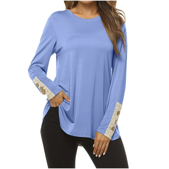 Jalioing Women's Long Sleeve Yoga Tops Crew Neck Casual Loose Athletic Shirts Fashion Basic Sport T Shirt Clothes