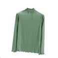thumbnail image 1 of Jalioing Women's Lounge Shirt Ruffle Trim Mock Neck Basic T Shirt Soft Long Sleeve Basic Plain Undershirts, 1 of 3