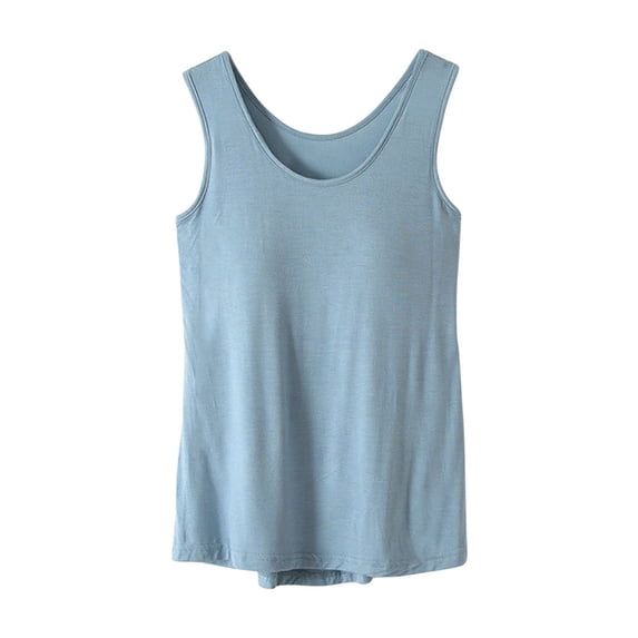 Jalioing Women's Pajama Tank Tops Scoop Neck Sleeveless Sleep Shirt with Padded Soft Comfy Plain Shirt Loungewear