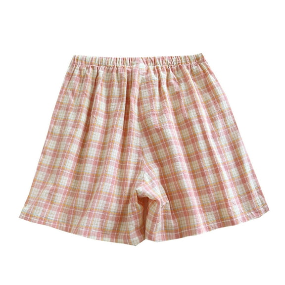 Jalioing Women's Plaid Pajama Shorts Loose Soft Comfy Cotton Pjs Bottoms Elastic Waist Casual Sleep Shorts
