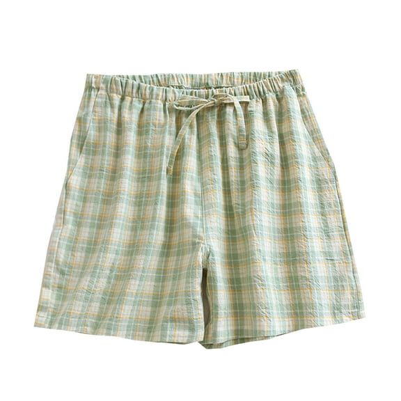 Jalioing Women's Plaid Pajama Shorts Loose Soft Comfy Cotton Pjs Bottoms Elastic Waist Casual Sleep Shorts