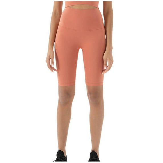 Jalioing Women's Plain Yoga Shorts High Waist Knee Length Biker Shorts Hip Lift Workout Running Short Leggings