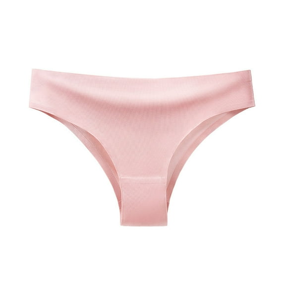 Jalioing Women's Plus Size Satin Traceless Panties Ice-Slik Briefs Low Waist Breathable Seamless Underwear (Medium, Pink)