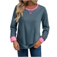 thumbnail image 1 of Jalioing Women's Shirts Long Sleeve Crew Neck Casual T Shirt Fall Fashion Loose Pullover Tee Trendy Clothes, 1 of 5