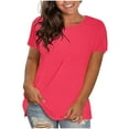 thumbnail image 1 of Jalioing Women's Short Sleeve Crew Neck T Shirt Summer Casual Basic Tee Shirts Solid Color Loose Tops L-4XL, 1 of 6