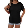 thumbnail image 1 of Jalioing Women's Short Sleeve Shirts Crew Neck Basic Summer T Shirt with Pocket Fashion Casual Tees Tops, 1 of 6