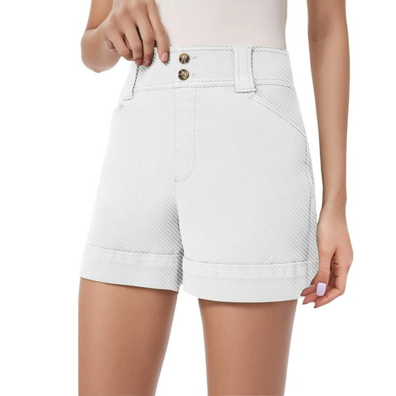 Jalioing Women's Shorts Dressy Casual Summer High Waist Button Shorts Business Work Short Pants with Pocket