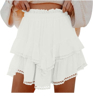 Short Ruffle Skrit Sundazz Flowy Mini Skirts for Women with Shorts Ruffle Tiered Skorts ...