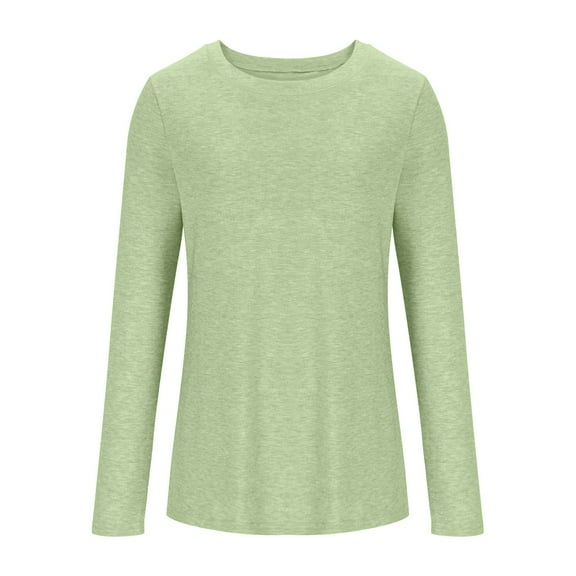 Jalioing Women's Solid Crew Neck T Shirt Fashion Basic Long Sleeve Tee Shirt Fall Fashion Trendy Tops Outfits