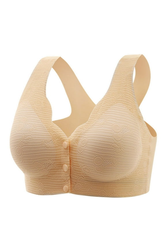 Women's Sport Bras Front Closure Wireless Supportive Bra High Impact Racerback Seamless Bra with Padded