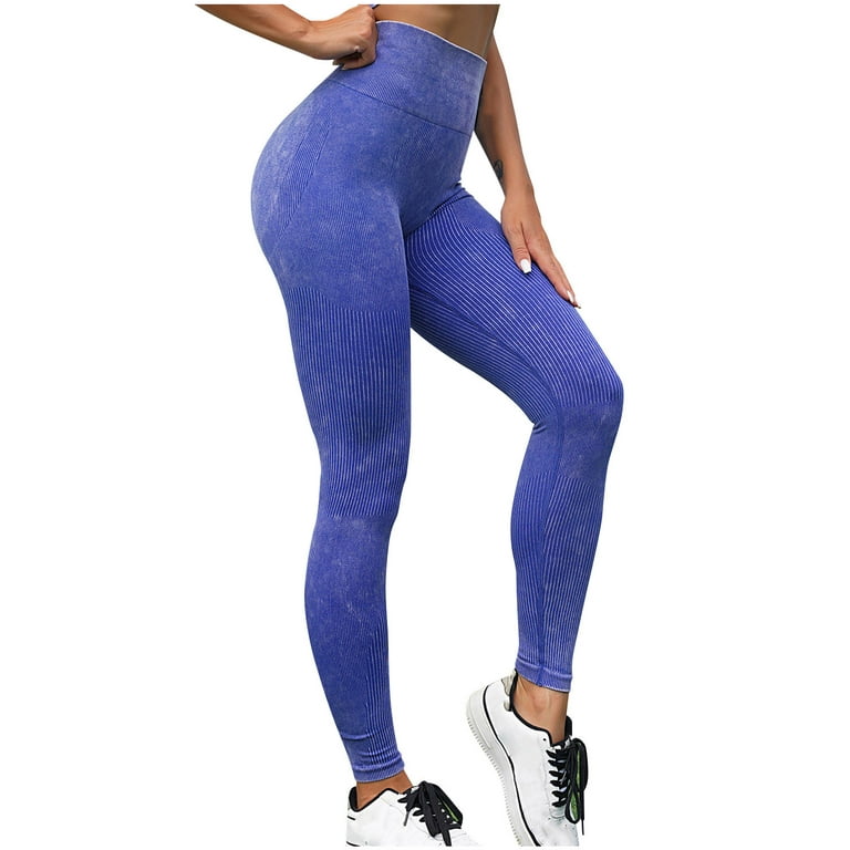 Jalioing Women's Sport Gym Leggings Solid Color High Waist Stretchy Soft  Seamless Skinny Comfy Yoga Pants (Large, Dark Blue) 