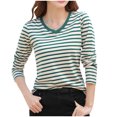 thumbnail image 1 of Jalioing Women's Striped Basic T Shirt Long Sleeve Casual Pullover Tee Spring Summer Fashion Shirts Tops, 1 of 2