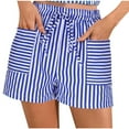thumbnail image 1 of Jalioing Women's Striped Shorts Summer Casual Wide Leg Drawstring Shorts with Pocket Elastic Waist Loose Shorts, 1 of 6