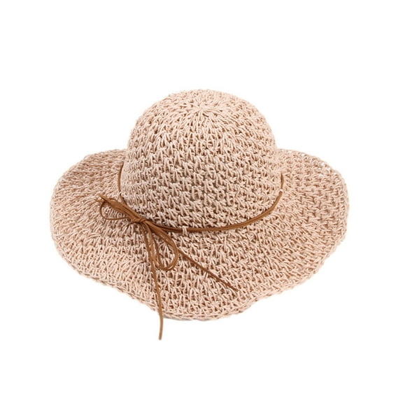 Jalioing Women's Summer Beach Hat Wide Brim UV Protection Straw Hat Foldable Packable Vacation Outdoor Hat